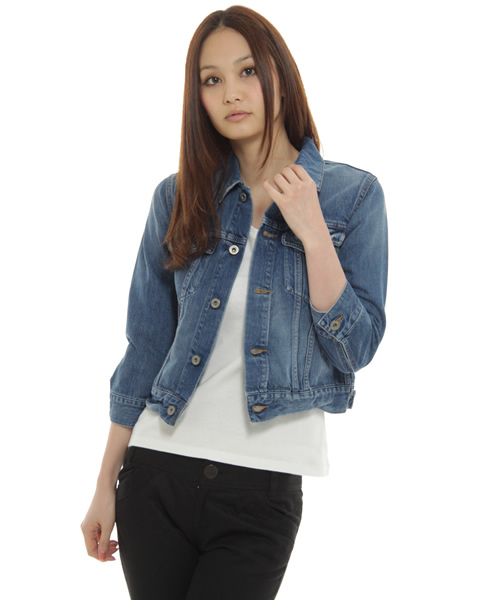 Another Edition（アナザーエディション）の「AE DNM G-JK（デニムジャケット・レディース・ライトブルー/コバルトブルー・SMALL/MEDIUM）」の2枚目の写真