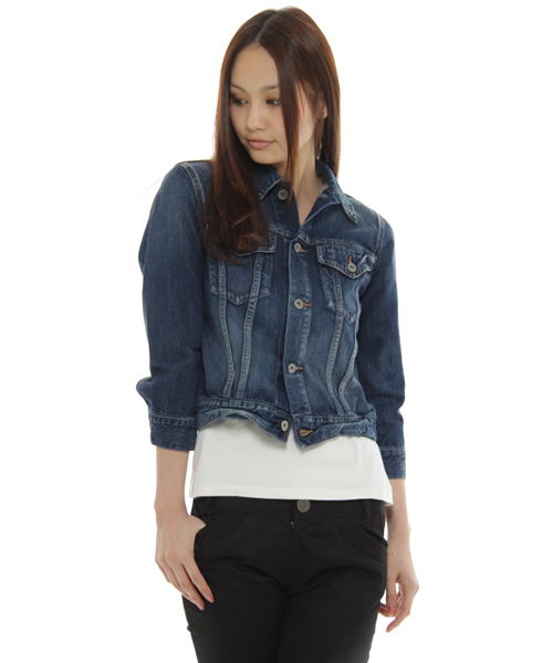 Another Edition（アナザーエディション）の「AE DNM G-JK（デニムジャケット・レディース・ライトブルー/コバルトブルー・SMALL/MEDIUM）」の5枚目の写真