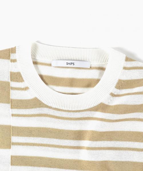 SHIPS（シップス）の「SC: クレイジー/ボーダー ニット Tシャツ■（Tシャツ/カットソー・メンズ・ダークベージュ/ネイビー/グレー・MEDIUM/LARGE/SMALL/X-LARGE）」の7枚目の写真