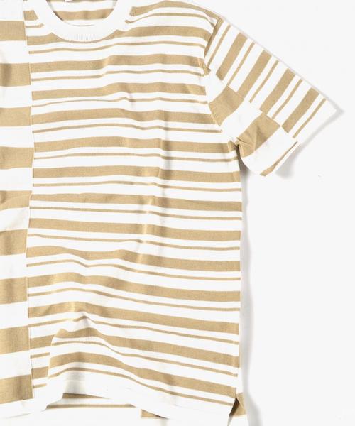 SHIPS（シップス）の「SC: クレイジー/ボーダー ニット Tシャツ■（Tシャツ/カットソー・メンズ・ダークベージュ/ネイビー/グレー・MEDIUM/LARGE/SMALL/X-LARGE）」の8枚目の写真