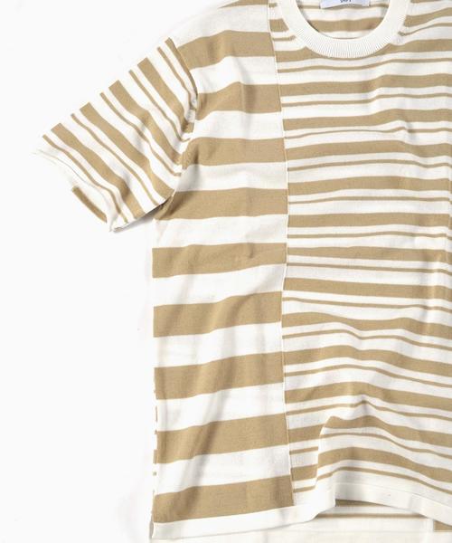 SHIPS（シップス）の「SC: クレイジー/ボーダー ニット Tシャツ■（Tシャツ/カットソー・メンズ・ダークベージュ/ネイビー/グレー・MEDIUM/LARGE/SMALL/X-LARGE）」の10枚目の写真