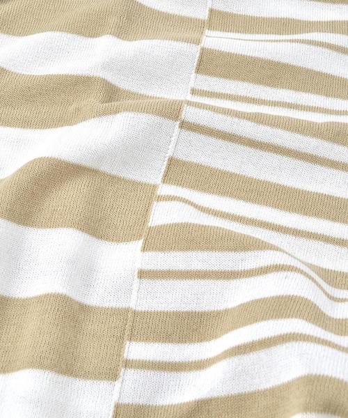 SHIPS（シップス）の「SC: クレイジー/ボーダー ニット Tシャツ■（Tシャツ/カットソー・メンズ・ダークベージュ/ネイビー/グレー・MEDIUM/LARGE/SMALL/X-LARGE）」の15枚目の写真