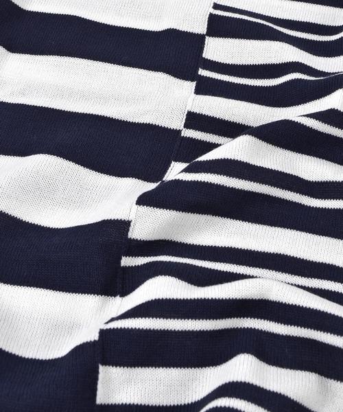 SHIPS（シップス）の「SC: クレイジー/ボーダー ニット Tシャツ■（Tシャツ/カットソー・メンズ・ダークベージュ/ネイビー/グレー・MEDIUM/LARGE/SMALL/X-LARGE）」の9枚目の写真