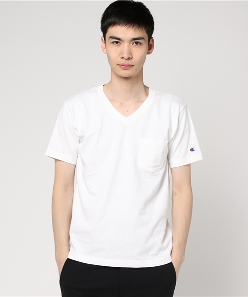 Champion（チャンピオン）の「ポケット付きＶネックＴシャツ（Tシャツ/カットソー・メンズ・ブラック/ホワイト・MEDIUM/X-LARGE/LARGE/SMALL）」の2枚目の写真