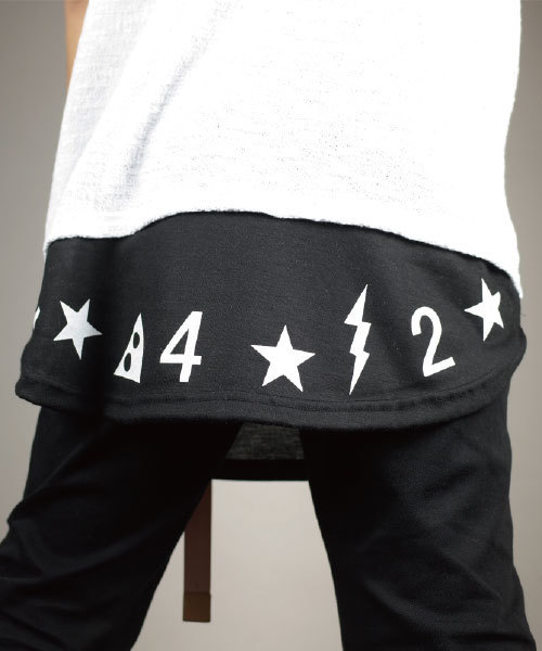 rovtski（ロフトスキー）の「rovtski 【トレンドのビッグシルエット】フェイクレイヤープリントＴシャツ半袖/4C17040404（Tシャツ/カットソー・メンズ・ホワイト系その他2/ブラック系その他/ホワイト系その他/ブラック系その他2・LARGE/MEDIUM）」の2枚目の写真