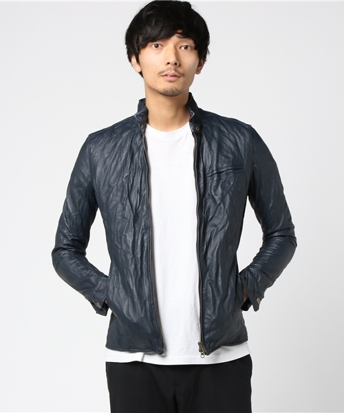 FLAT LIFE(フラットライフ)の「ピッグナッパ ライダースジャケット(ライダースジャケット・メンズ・ネイビー/ブラウン/ブラック/ワイン・MEDIUM/LARGE/X-LARGE)」の3枚目の写真