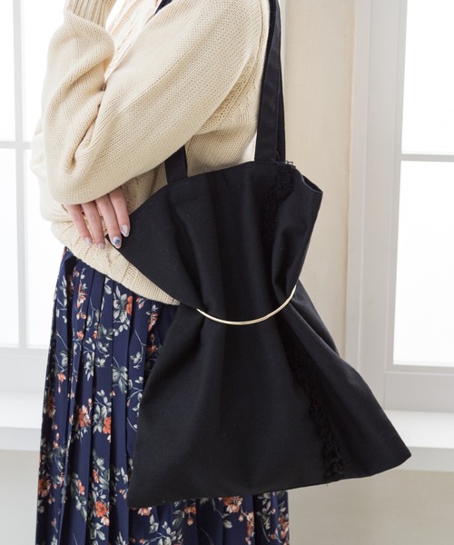 夢展望（ユメテンボウ）の「３ｗａｙメタルリングトートバッグ（トートバッグ・レディース・ライトブラック/ネイビー/ホワイト系その他/ブルー系その他/アイボリー/ライトブルー/ブラック系その他/グレー系その他/イエロー系その他・FREE）」の5枚目の写真