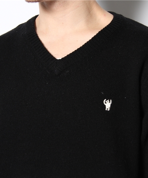 coen（コーエン）の「ラムウールVネックニット（ニット/セーター・メンズ・ブラック/ダークグレー/ネイビー・MEDIUM/LARGE/X-LARGE/SMALL）」の7枚目の写真