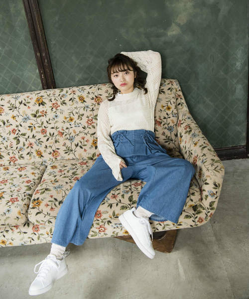 OLIVE des OLIVE（オリーブデオリーブ）の「透かし プルオーバー（ニット/セーター・レディース・オフホワイト/サックスブルー/ブラック・MEDIUM）」の5枚目の写真