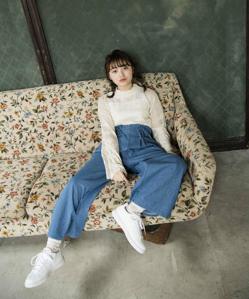 OLIVE des OLIVE（オリーブデオリーブ）の「透かし プルオーバー（ニット/セーター・レディース・オフホワイト/サックスブルー/ブラック・MEDIUM）」の11枚目の写真