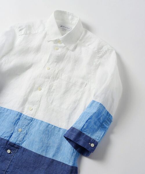 SHIPS JET BLUE(シップスジェットブルー)の「SHIPS JET BLUE: 3ブロック 7スリーブ レギュラーカラーシャツ(シャツ/ブラウス・メンズ・ネイビー/ピンク/オフホワイト・LARGE/MEDIUM/SMALL/X-SMALL)」の2枚目の写真