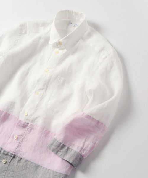 SHIPS JET BLUE(シップスジェットブルー)の「SHIPS JET BLUE: 3ブロック 7スリーブ レギュラーカラーシャツ(シャツ/ブラウス・メンズ・ネイビー/ピンク/オフホワイト・LARGE/MEDIUM/SMALL/X-SMALL)」の3枚目の写真