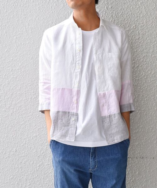 SHIPS JET BLUE(シップスジェットブルー)の「SHIPS JET BLUE: 3ブロック 7スリーブ レギュラーカラーシャツ(シャツ/ブラウス・メンズ・ネイビー/ピンク/オフホワイト・LARGE/MEDIUM/SMALL/X-SMALL)」の13枚目の写真