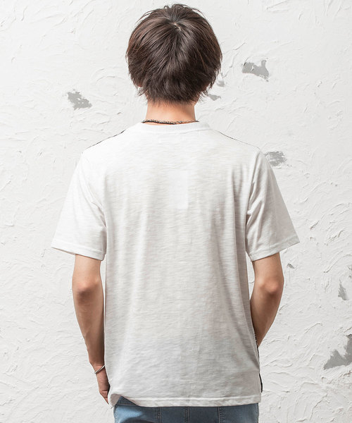 MinoriTY(マイノリティ)の「スラブ天竺×ニットブロッキングT(Tシャツ/カットソー・メンズ・ホワイト/ネイビー/グレー・M/L)」の8枚目の写真