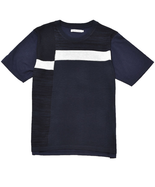 MinoriTY(マイノリティ)の「スラブ天竺×ニットブロッキングT(Tシャツ/カットソー・メンズ・ホワイト/ネイビー/グレー・M/L)」の11枚目の写真