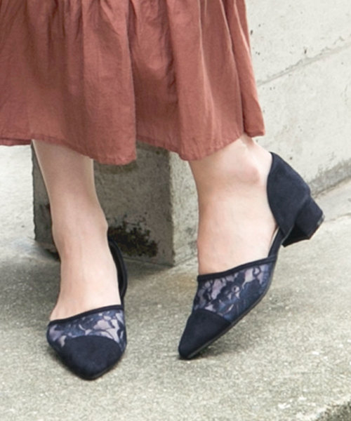 KOBE LETTUCE（コウベレタス）の「サイドカット3cmヒールポインテッドトゥチュールパンプス＊レディース/シューズ[I1611]神戸レタス（パンプス・レディース・ドット/ベージュ系その他/ブルー系その他/ブラック系その他・L/LL/M/S）」の3枚目の写真