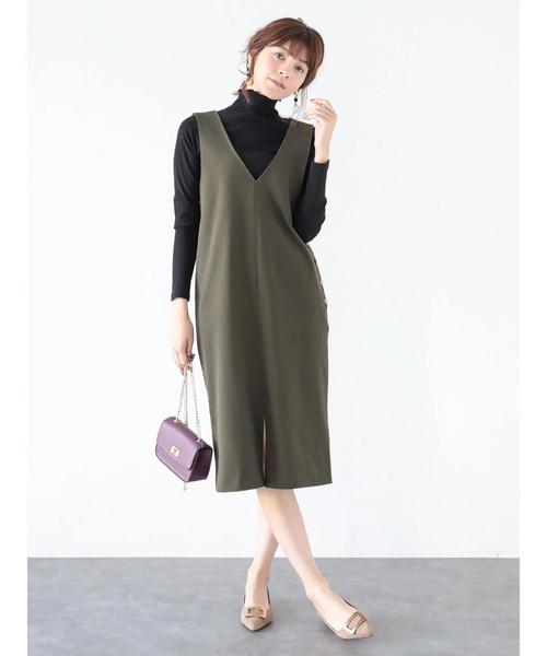 YECCA VECCA（イェッカヴェッカ）の「P.Vネックジャンスカ（ワンピース・レディース・ブラック/カーキ/キャメル・FREE）」の15枚目の写真