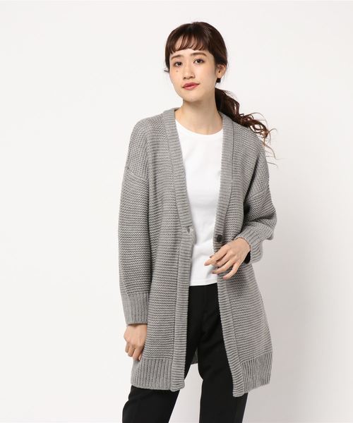 AMERICAN HOLIC（アメリカンホリック）の「・ローゲージVネックロングカーディガン（カーディガン/ボレロ・レディース・ブラック/ダークグリーン/アイボリー/グレー系その他・FREE）」の4枚目の写真