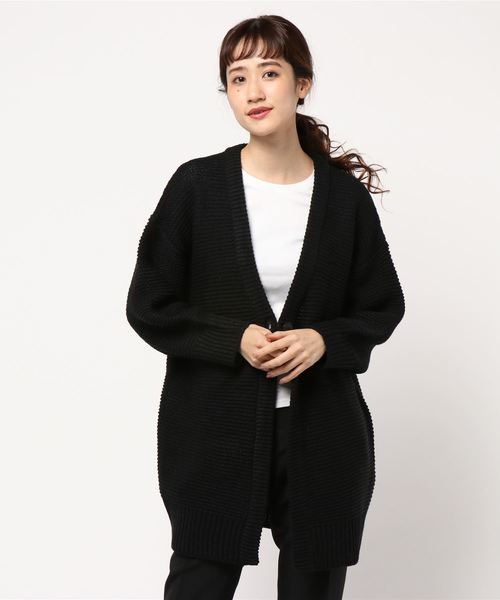 AMERICAN HOLIC（アメリカンホリック）の「・ローゲージVネックロングカーディガン（カーディガン/ボレロ・レディース・ブラック/ダークグリーン/アイボリー/グレー系その他・FREE）」の5枚目の写真