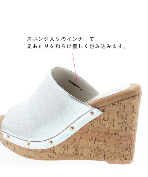 RANDA(ランダ)の「ストレスフリー/スタッズクッションミュールサンダル(サンダル・レディース・ブラック/キャメル/その他1/シルバー/ピンク・L/LL/M/S/SS)」の11枚目の写真