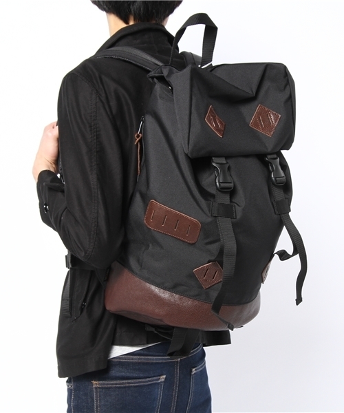 Butler Verner Sails(バトラーヴァーナーセイルス)の「【Butler Verner Sails】 コーデュラナイロンフラップバックパック JA-1199-2(バックパック/リュック・メンズ・ブラック/ブラウン・FREE)」の5枚目の写真