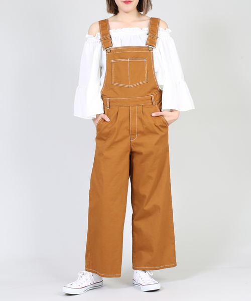 PUNYUS（プニュズ）の「カラーステッチオーバーオール（サロペット/オーバーオール・レディース・ホワイト/ブラウン/インディゴブルー・1/2/4/3）」の7枚目の写真