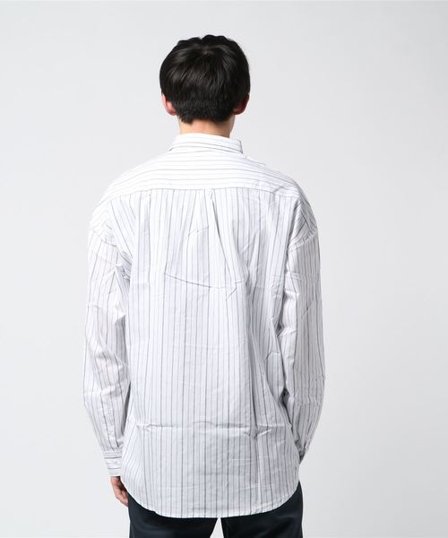 Lazar（ラザル）の「ブロードストライプBIGシャツ（シャツ/ブラウス・メンズ・ホワイト/ベージュ/サックスブルー/ネイビー・M/L）」の6枚目の写真
