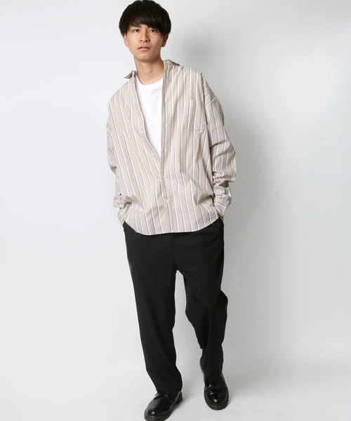 Lazar（ラザル）の「ブロードストライプBIGシャツ（シャツ/ブラウス・メンズ・ホワイト/ベージュ/サックスブルー/ネイビー・M/L）」の12枚目の写真