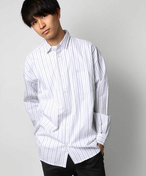 Lazar（ラザル）の「ブロードストライプBIGシャツ（シャツ/ブラウス・メンズ・ホワイト/ベージュ/サックスブルー/ネイビー・M/L）」の15枚目の写真