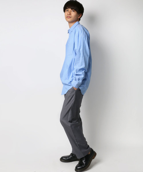 Lazar（ラザル）の「ブロードストライプBIGシャツ（シャツ/ブラウス・メンズ・ホワイト/ベージュ/サックスブルー/ネイビー・M/L）」の17枚目の写真