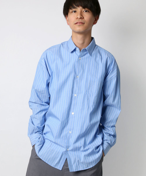 Lazar（ラザル）の「ブロードストライプBIGシャツ（シャツ/ブラウス・メンズ・ホワイト/ベージュ/サックスブルー/ネイビー・M/L）」の18枚目の写真