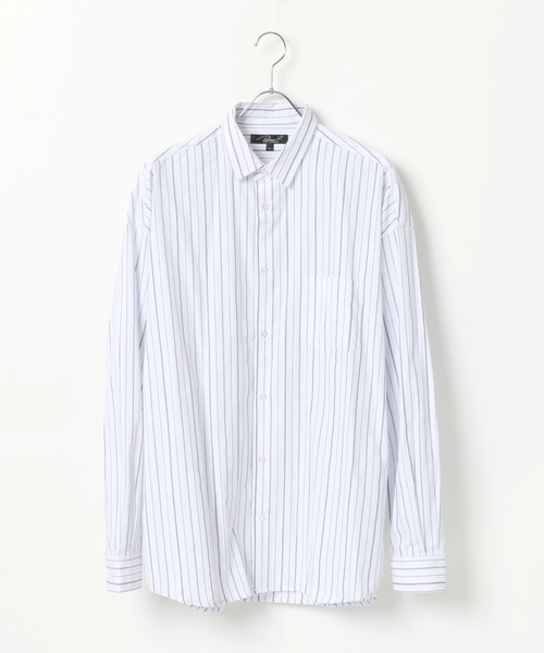 Lazar（ラザル）の「ブロードストライプBIGシャツ（シャツ/ブラウス・メンズ・ホワイト/ベージュ/サックスブルー/ネイビー・M/L）」の21枚目の写真
