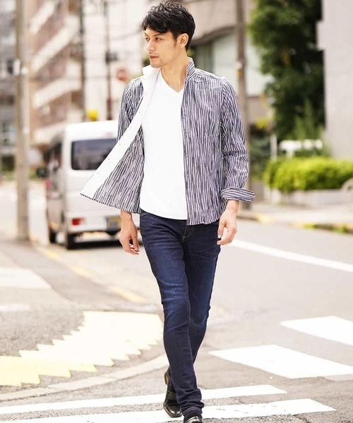 MICHEL KLEIN HOMME   （ミッシェルクランオム）の「シャツ（タックドビーストレッチ）（シャツ/ブラウス・メンズ・ライトグレー/ネイビー・46/48）」の8枚目の写真