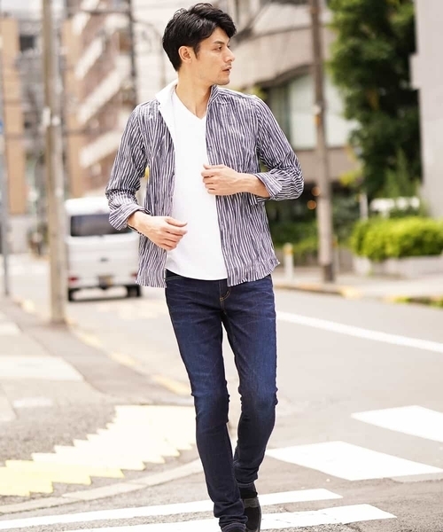 MICHEL KLEIN HOMME   （ミッシェルクランオム）の「シャツ（タックドビーストレッチ）（シャツ/ブラウス・メンズ・ライトグレー/ネイビー・46/48）」の9枚目の写真