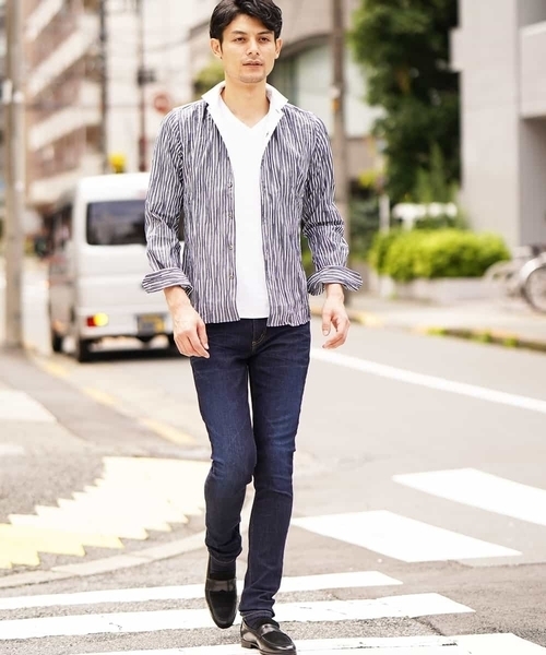 MICHEL KLEIN HOMME   （ミッシェルクランオム）の「シャツ（タックドビーストレッチ）（シャツ/ブラウス・メンズ・ライトグレー/ネイビー・46/48）」の10枚目の写真