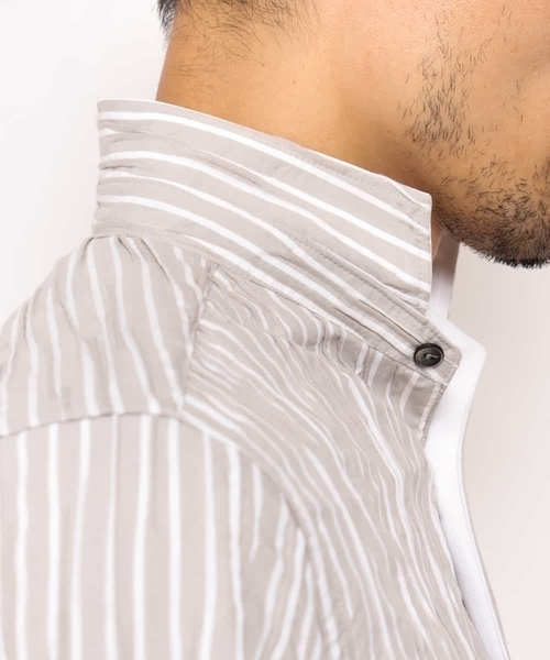 MICHEL KLEIN HOMME   （ミッシェルクランオム）の「シャツ（タックドビーストレッチ）（シャツ/ブラウス・メンズ・ライトグレー/ネイビー・46/48）」の17枚目の写真