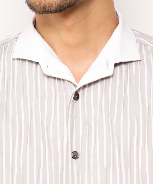 MICHEL KLEIN HOMME   （ミッシェルクランオム）の「シャツ（タックドビーストレッチ）（シャツ/ブラウス・メンズ・ライトグレー/ネイビー・46/48）」の19枚目の写真