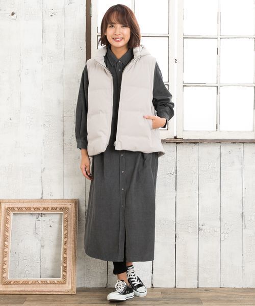 sabstreet my standard(サブストリートマイスタンダード)の「コーデュロイシャツワンピース【大きいサイズ対応】【9号(M)~19号(5L)】(ワンピース・レディース・チャコールグレー/ネイビー/グレー・19号/15号)」の7枚目の写真