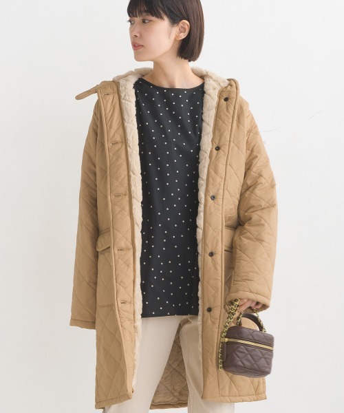 裏ファー高密度ナイロンキルティングジャケット（その他アウター