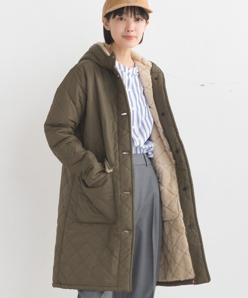 OMNES（オムネス）の「裏ファー高密度ナイロンキルティングジャケット（その他アウター・レディース・ベージュ/カーキ/ブラック・MEDIUM/LARGE）」の9枚目の写真