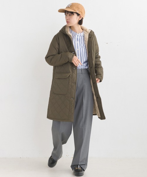 OMNES（オムネス）の「裏ファー高密度ナイロンキルティングジャケット（その他アウター・レディース・ベージュ/カーキ/ブラック・MEDIUM/LARGE）」の4枚目の写真