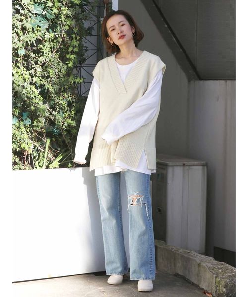 Ungrid（アングリッド）の「ルーズVネックニットベスト（ベスト・レディース・アイボリー/モカ・FREE）」の15枚目の写真