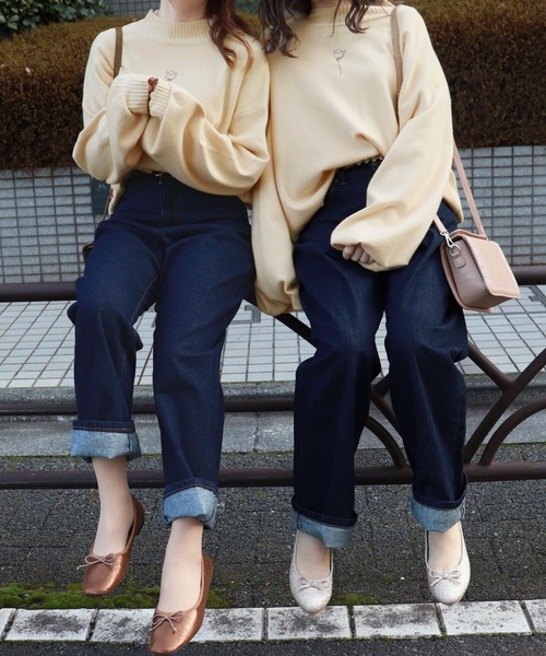 PairPair（ペアペア）の「ローズ刺繍ハイネックニットプルオーバー（ニット/セーター・レディース・モカ/ライトピンク/アイボリー/ブラック・FREE）」の5枚目の写真