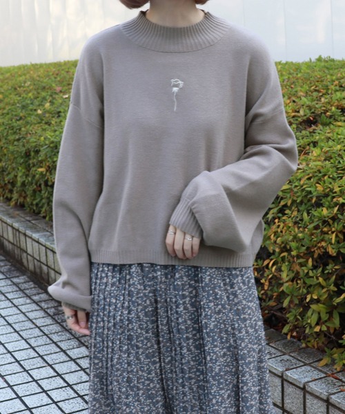 PairPair（ペアペア）の「ローズ刺繍ハイネックニットプルオーバー（ニット/セーター・レディース・モカ/ライトピンク/アイボリー/ブラック・FREE）」の21枚目の写真