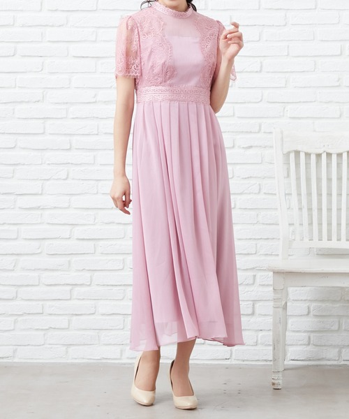 CARETTE(カレット)の「レースと楊流シフォンのロングドレス(ドレス・レディース・ネイビー/ターコイズブルー/ピンク・9号/13号/11号)」の10枚目の写真