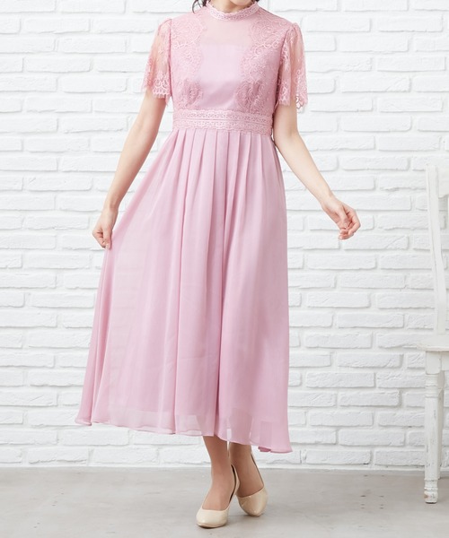 CARETTE(カレット)の「レースと楊流シフォンのロングドレス(ドレス・レディース・ネイビー/ターコイズブルー/ピンク・9号/13号/11号)」の14枚目の写真