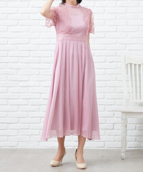 CARETTE(カレット)の「レースと楊流シフォンのロングドレス(ドレス・レディース・ネイビー/ターコイズブルー/ピンク・9号/13号/11号)」の7枚目の写真