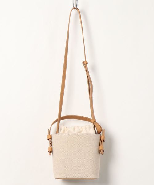 flower（フラワー）の「キャンバスバスケットバッグ（ショルダーバッグ・レディース・ベージュ/ブラウン・FREE）」の4枚目の写真