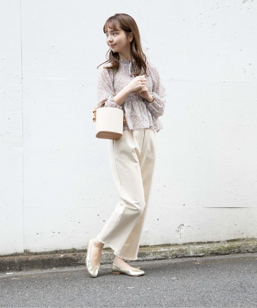 flower（フラワー）の「キャンバスバスケットバッグ（ショルダーバッグ・レディース・ベージュ/ブラウン・FREE）」の10枚目の写真