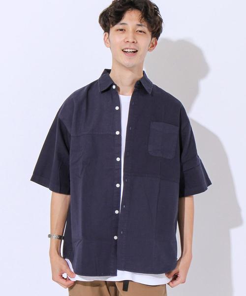coen(コーエン)の「パッチワークオーバーダイ半袖シャツ(シャツ/ブラウス・メンズ・ベージュ/ネイビー・X-LARGE/LARGE/SMALL/MEDIUM)」の7枚目の写真